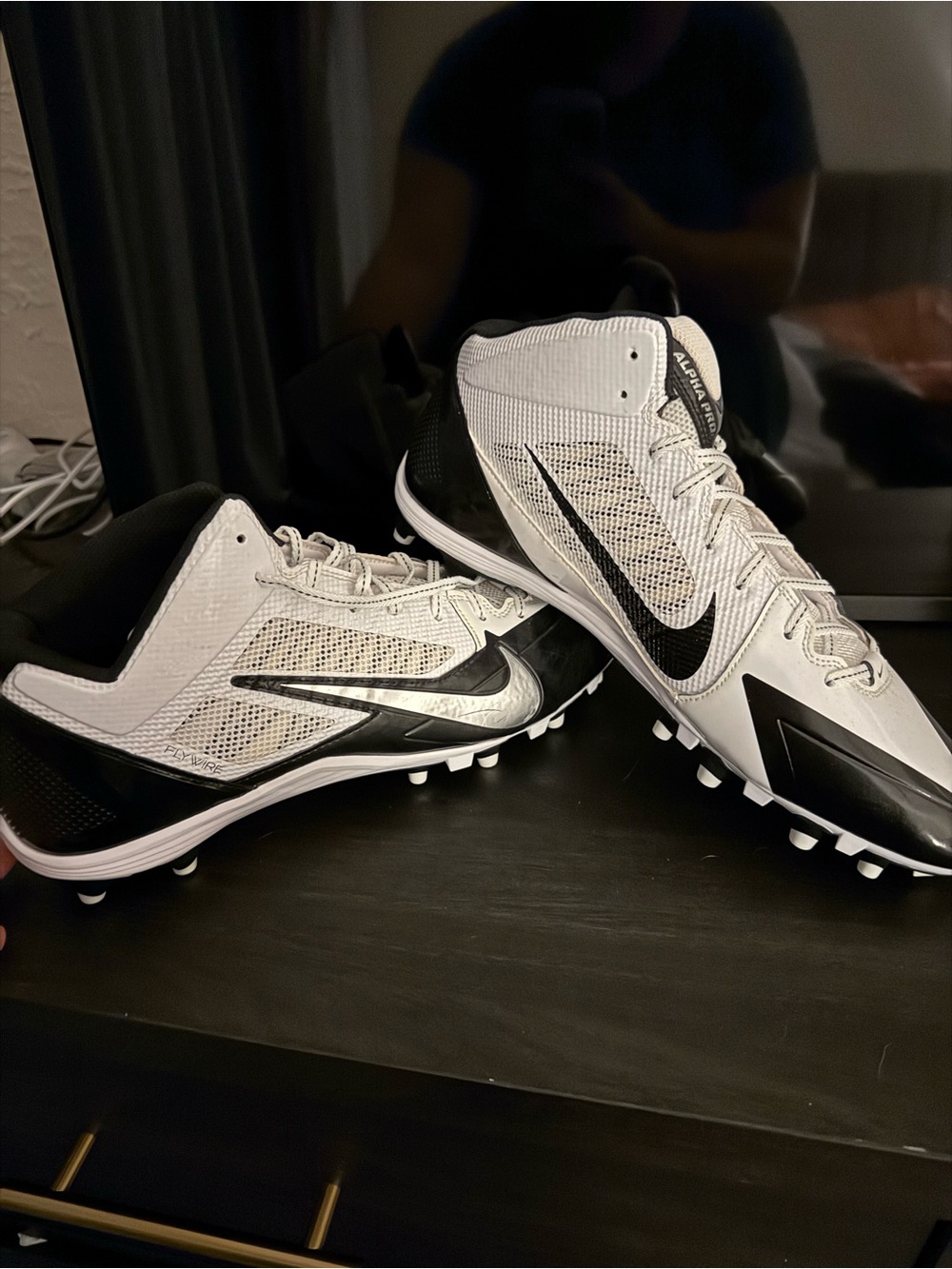 Nike Alpha Pro Men's White and Black Football Cleats